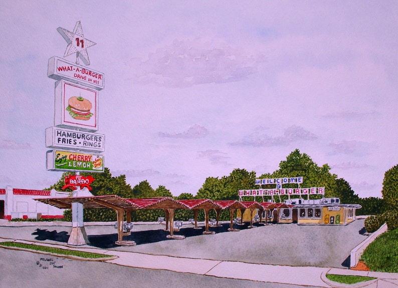 What A Burger in Mooresville NC Print from the Original Etsy