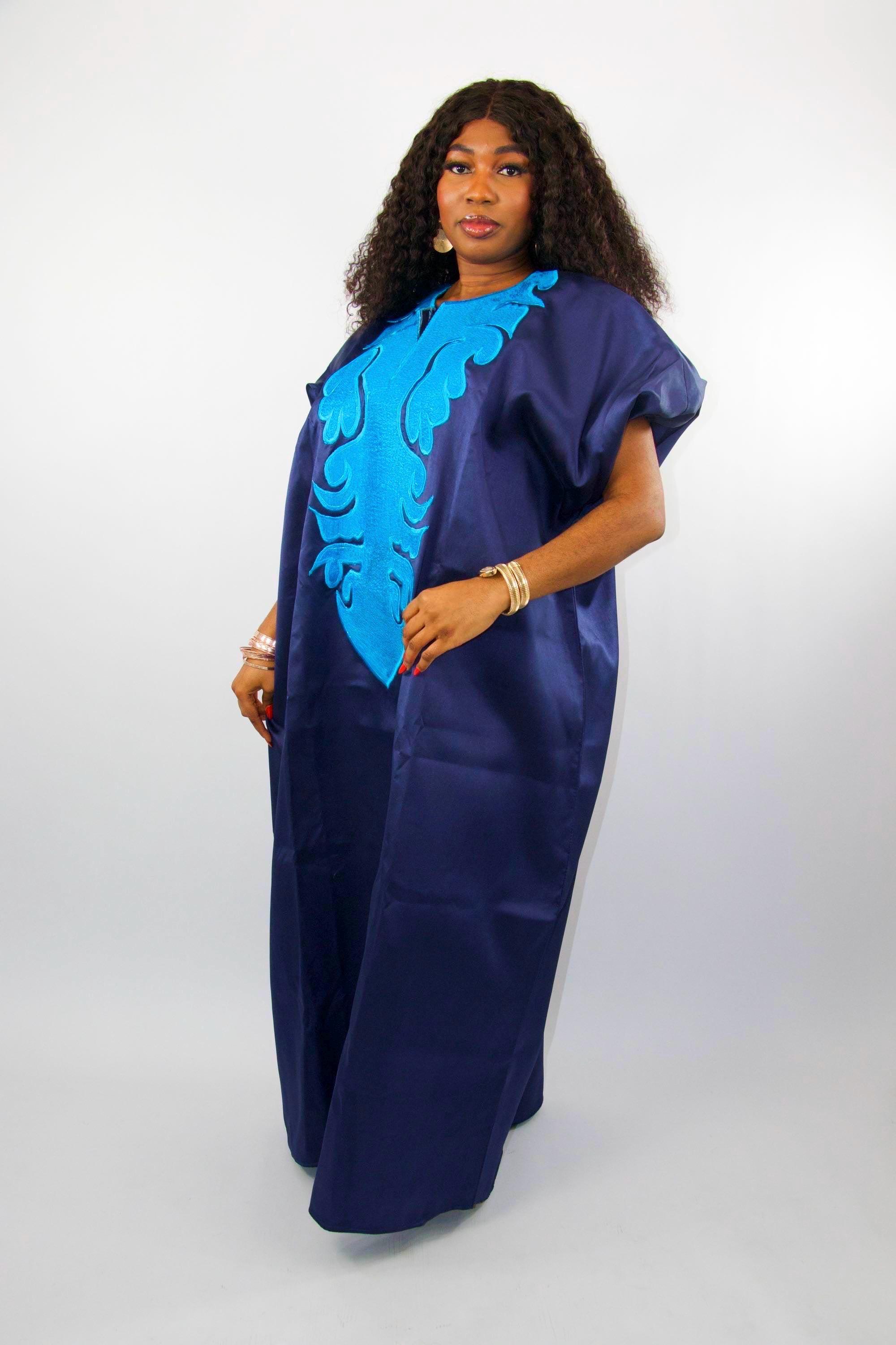Navy Blue Maxi Bubu With Embroidery | African Boubou for Women| Naija ...