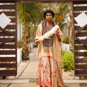 Maxi Bubu with Asooke and adire/ African queen Fashion/ Kaftan dress / church/ Boubou / rich aunty/ Naija party owambe / Muslim/ tie and dye