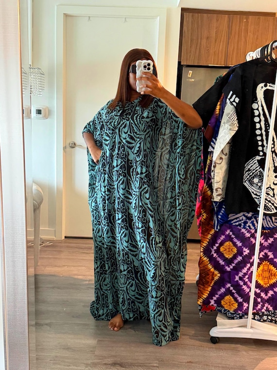 Green Chiffon Maxi Bubu Dress: African Kaftan Boubou