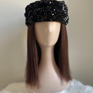 Turbante/gorra/pañuelo para la cabeza/diadema estilo Zara con lentejuelas negras/moda africana/fiesta/verano/moda/owambe/aso-ebi/estilo Naija