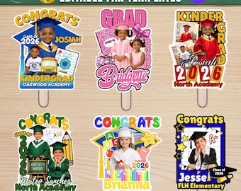 Kid's Graduation Template, Pre-K Kindergarten Grad Fan Bundle, Editable Canva digital download