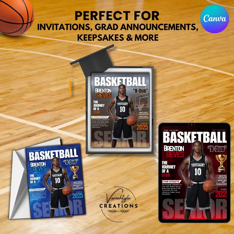 Basketball Graduation Magazine Cover Template: Senior Keepsake (canva ...