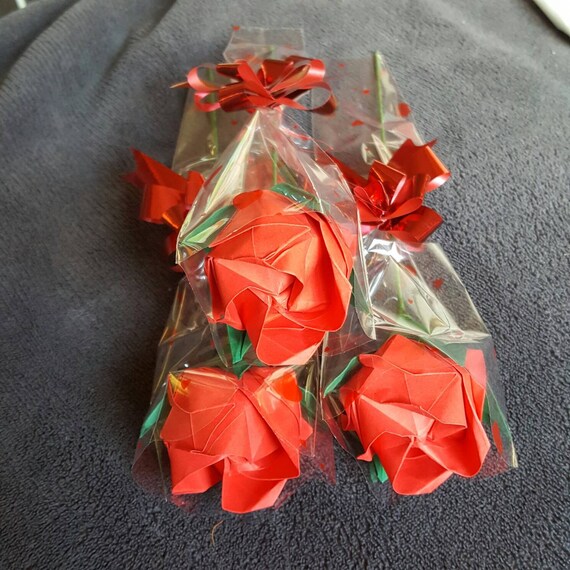 Single Red Origami Rose Paper Rose Valentines Day Love Paper Anniversary Gift For Him Gift For Her