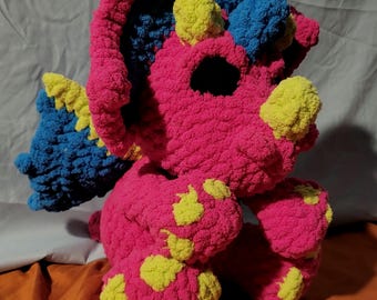 Giant Triceratops Dragon Crochet Decor