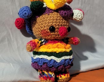 Clown Medusa And Her Colorful Snakes Crochet Decor
