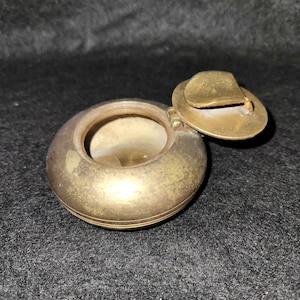 Antique Brass Pocket Ashtray with Intricate Design