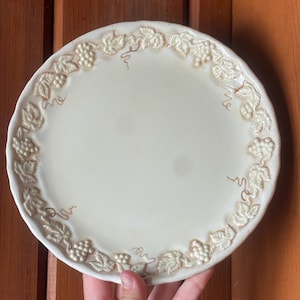 Vintage Clay Art Bella Vigna Grape Leaf Ceramic Plate