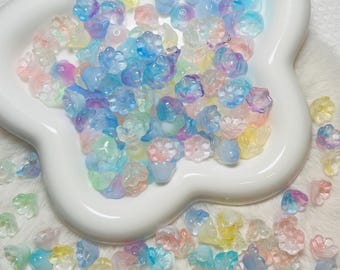 Mixed Flower, Leaf & Butterfly Glass Beads: DIY Jewelry, Charms - 10pcs