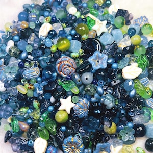 Blueberry Bead Mix, Blue Green Glass Beads for Jewelry Making, DIY Bracelet Beads, Phone Charms, Bag Charms & Craft Supplies
