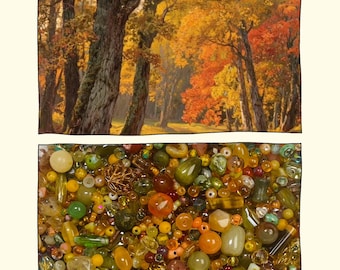Autumn Fairy Tale Theme 3.0V Bead Soup Mix – Glass Beads & Natural Stones (1–10mm) for DIY Jewelry Making