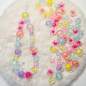 Mixed Candy Color Acrylic Beads Set: 30pcs Cute Kawaii Beads for DIY Jewelry, Kids Crafts, Bracelets, Phone Charms