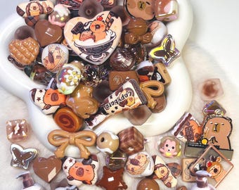 Brown Capybara Theme Acrylic Beads Mix - 2.0V Cute Beads for DIY Phone Charms, Bag Charms, Keychains | Kawaii Craft Beads (30g)