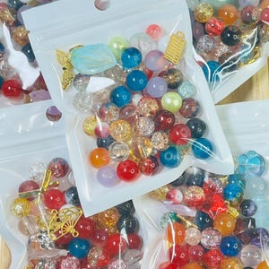 ミックスガラスビーズ、ビーズスープ、DIYジュエリー作り、ビーズブレスレット、イヤリング、携帯チャーム