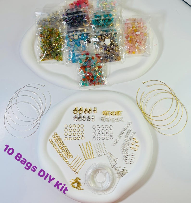 DIY Kit, 15g Mystery, Sample Bags: Surprise Variety Of Beads Bags for DIY Jewelry Making, Earrings, Charms, Necklaces 10 bags DIY KIT