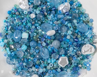 Thema blauwe oceaan, kralensoep, maat 1-12 mm glaskralen voor doe-het-zelf sieraden maken: oorbel, perfecte vakantie ambachtelijke minnaar cadeau