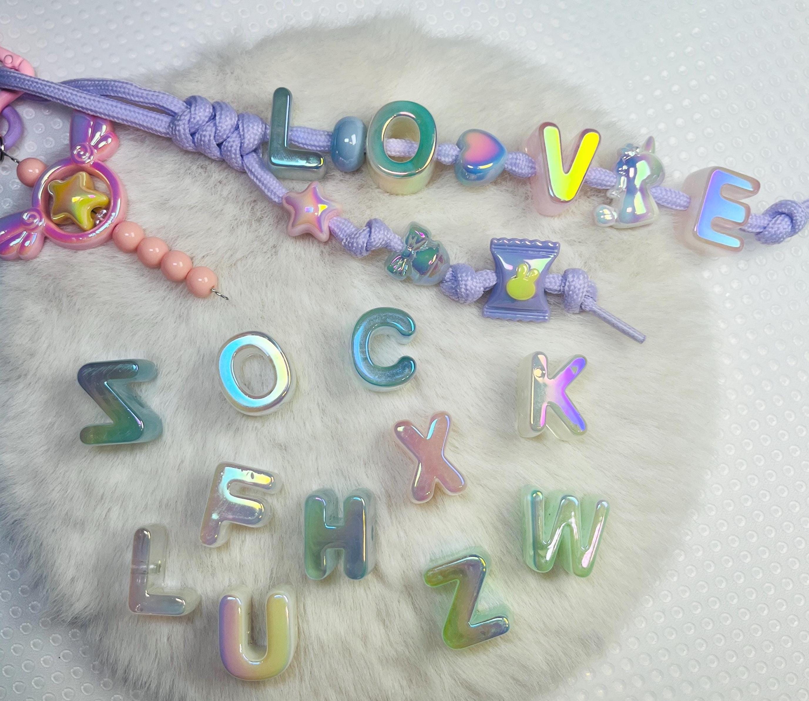 Pastel Cloudy Chunky Alphabet Letter Beads | Acrylic A–Z Letter Beads ...