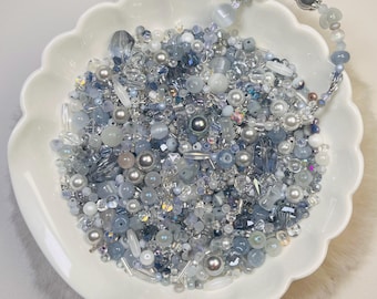 Moonlight Halo Angel Bead Mix – Silver & Shimmery Grey Glass Beads for DIY Jewelry Making