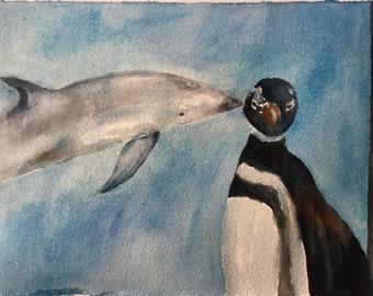 Dolphin Kiss with Penguin