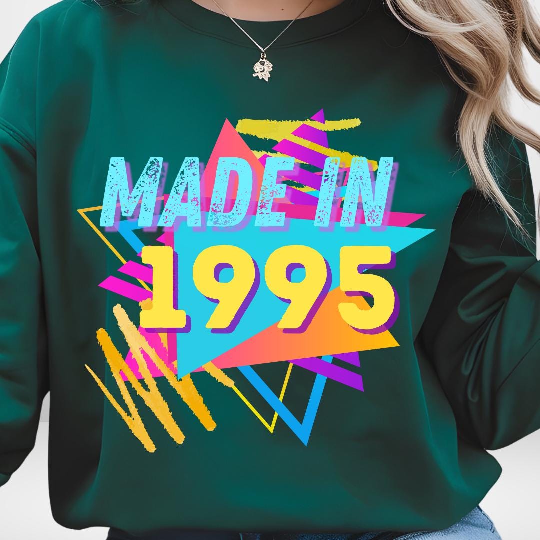 Retro 1995 Birthday Shirt Design: Neon 90s Style (PNG Digital Download ...