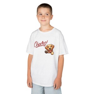 Kids Dog Lover Tee - &quot;Cheers!&quot; Cute Puppy Design, Gifts for Pet Lovers, Birthday, Summer, Playdate, Casual Wear, Dog Theme