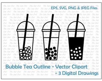 Bubble Tea Drawing Etsy