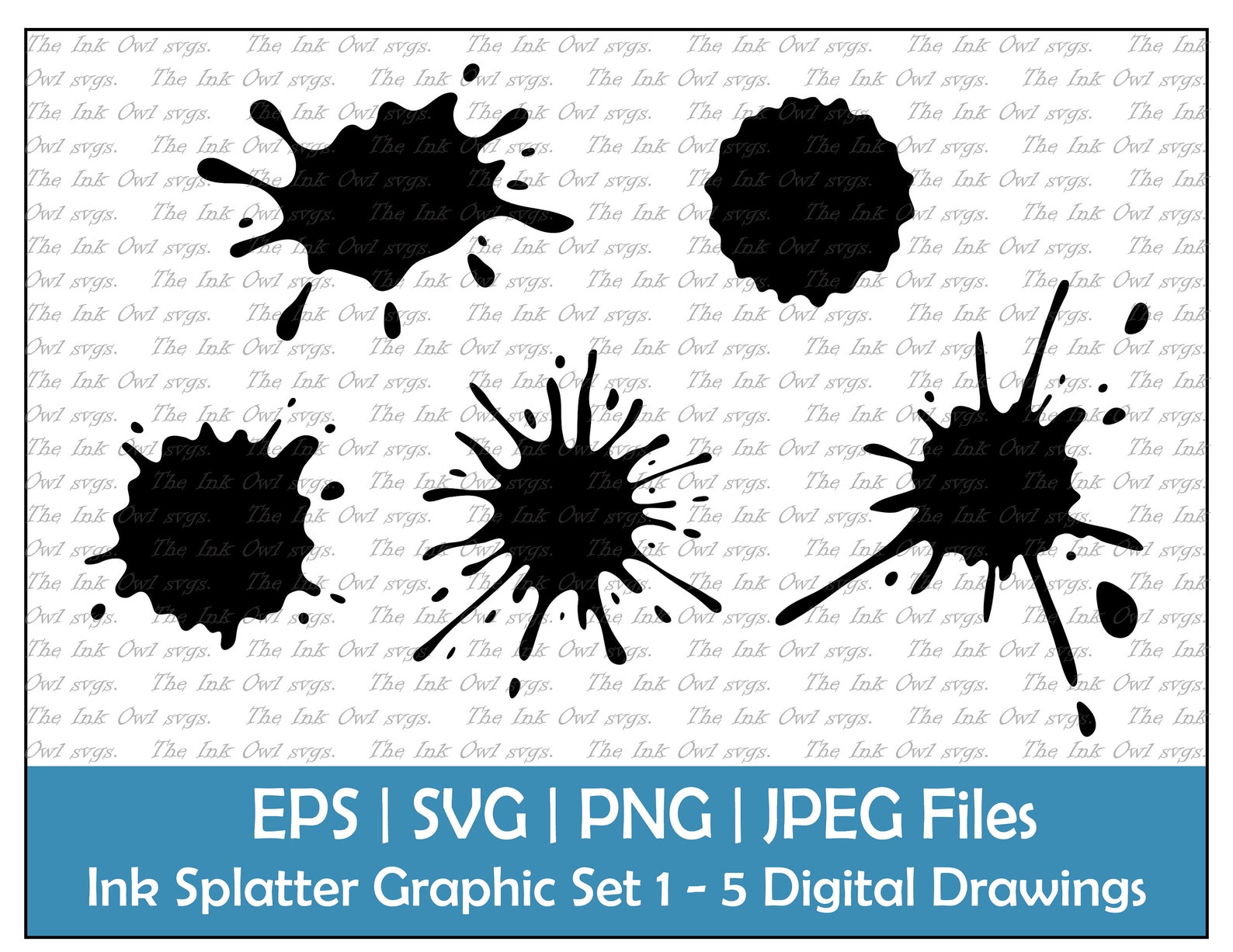 Ink Splatter Vector Clipart Set 1 / Outline & Stamp Graphic / Paint ...