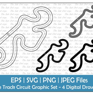 Race Track Circuit Map Clipart Set / Overzicht & Stempel Grafisch / Lange lus / Racing / Commercieel gebruik / PNG, JPG, SVG, Eps
