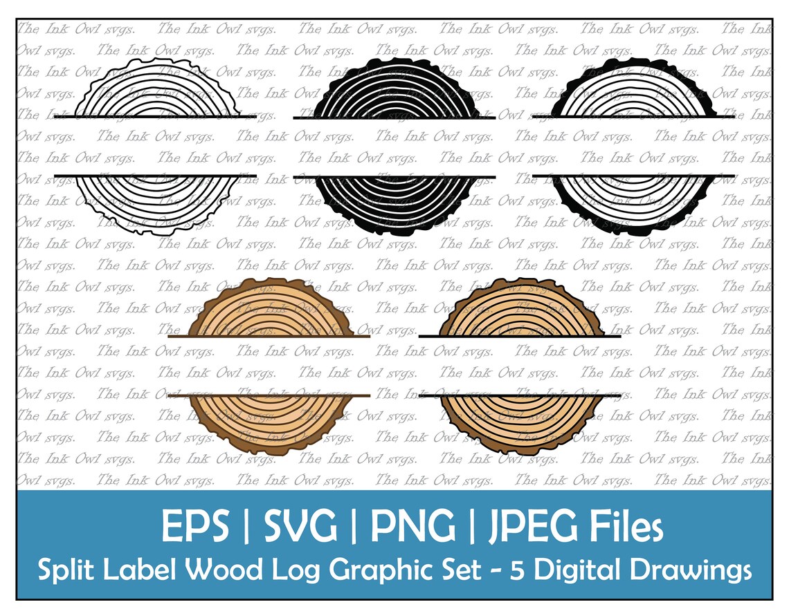 Woodworking Split Label Tree Rings Vector Clipart / Outline, Silhouette ...