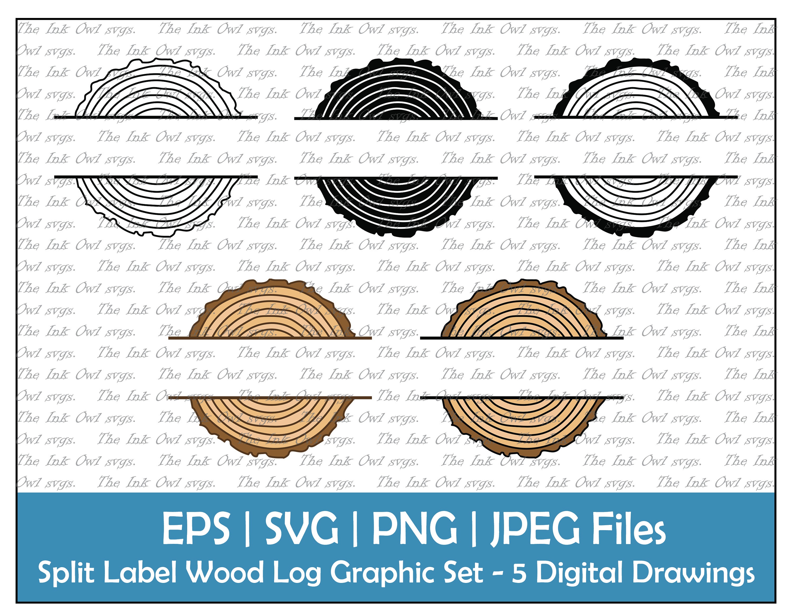 Woodworking Split Label Tree Rings Vector Clipart / Outline, Silhouette ...
