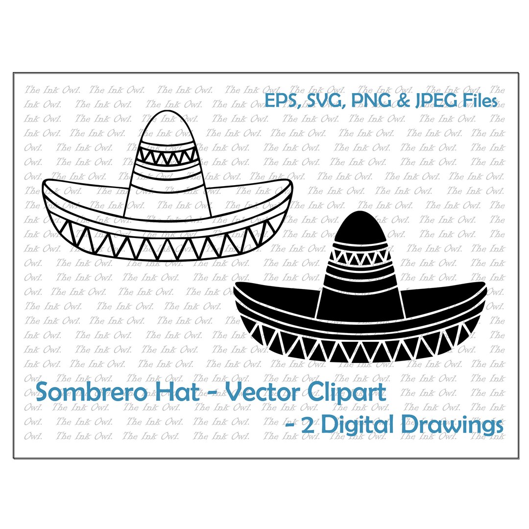 Sombrero Hat Vector Clipart / Outline &amp; Stamp Drawing Illustrations ...