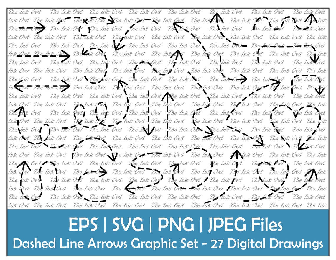 Dashed Line Arrow Icon Vector Clipart Set / Silhouette Graphic ...