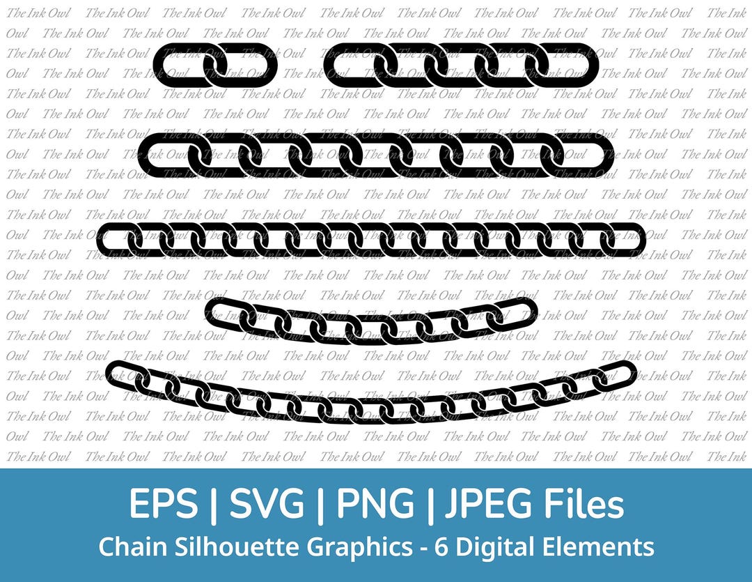 Chain Link Silhouette Svg Vector Clipart / Stamp Graphic / Decorative  Element Straight Line and Curved / Png, Svg, Jpg, Eps - Etsy