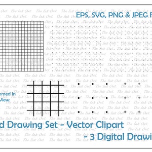 Paper Grid Vector Clipart Set / Lignes, Points, Réticules Illustrations de dessin numérique / PNG, JPG, SVG, Eps