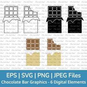 Reep chocolade met wrapper Svg Vector Clipart / overzicht, stempel silhouet & kleur tekening illustraties / Png, Jpg, Eps, Svg