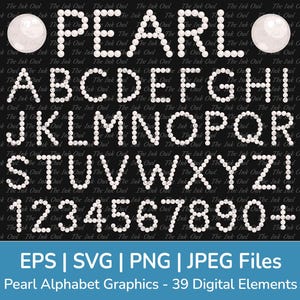 Letras y números del alfabeto de piedras preciosas perladas, ilustraciones, imágenes prediseñadas, fuente gráfica transparente, sublimación para scrapbooking, SVG, PNG, EPS, JPG