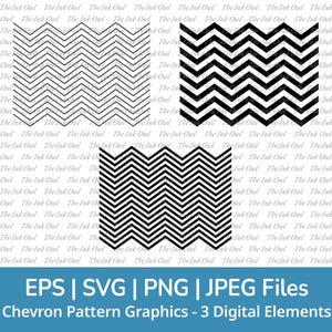 Chevron Zigzag Pattern Vector Clipart / Outline & Stamp Silhouette Graphics / Seamless / Thin and Thick / Png, Svg, Jpg, Eps
