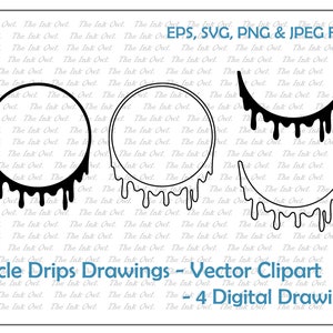 Drip circle - Vector Clipart / Paint, liquid, melt, logo / Outline & Stamp Drawing Illustrations / PNG, JPG, SVG, Eps