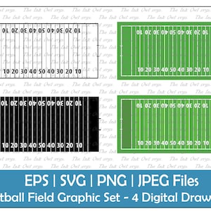 Football Field Vector Clipart Set / Outline, Stamp & Color Drawing Graphic / Sports Play Diagram / Commercial Use / PNG, JPG, SVG, Eps