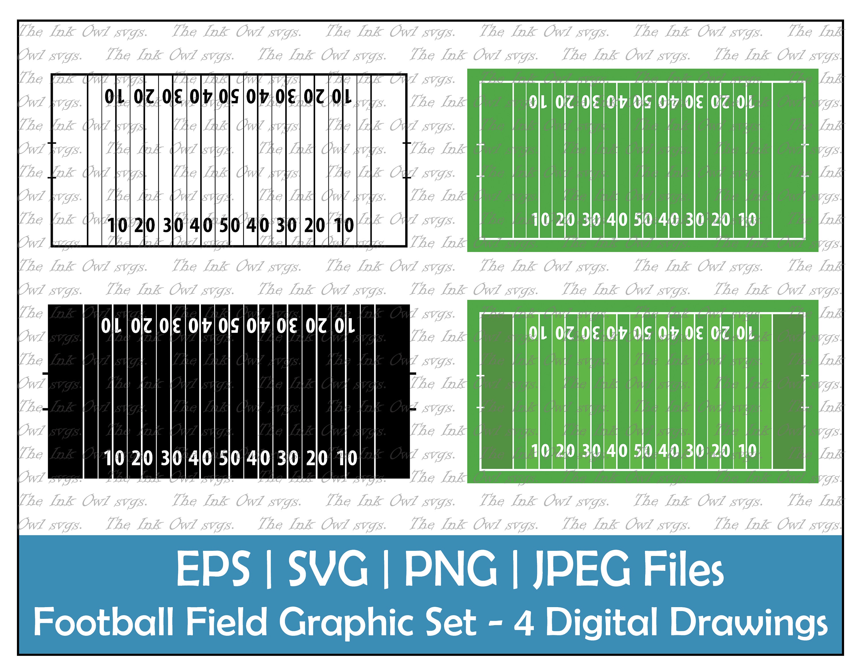 Football Field Vector Clipart Set / Outline Stamp & Color Etsy