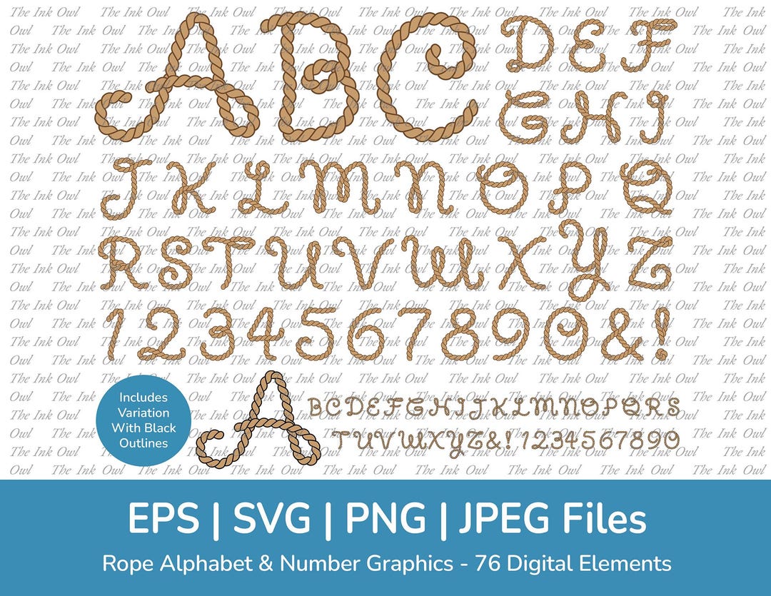 Rope Letter Alphabet and Number Vector Clipart / Transparent Text ...