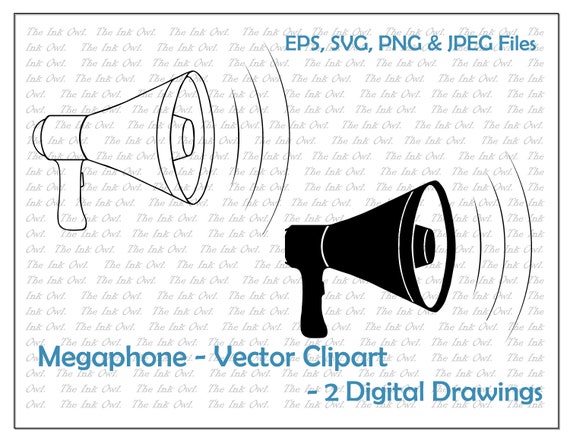 Megaphon Vektor Clipart Umriss Silhouette Zeichnung Etsy