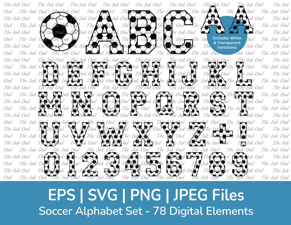 Soccer Ball Alphabet Letters and Numbers Vector Clipart / Text Graphic ...