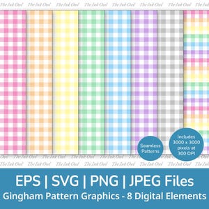 Gingham Pattern Seamless Svg Clipart Bundle / Digital Paper Plaid Striped Checker Graphics / 300 DPI / Commercial Use / Png, Jpg, Eps, Svg