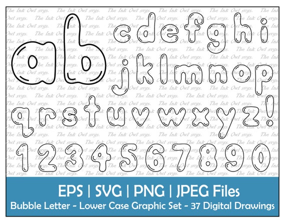 Bubble Letter Alphabet and Numbers Vector Clipart / Lower Case - Etsy