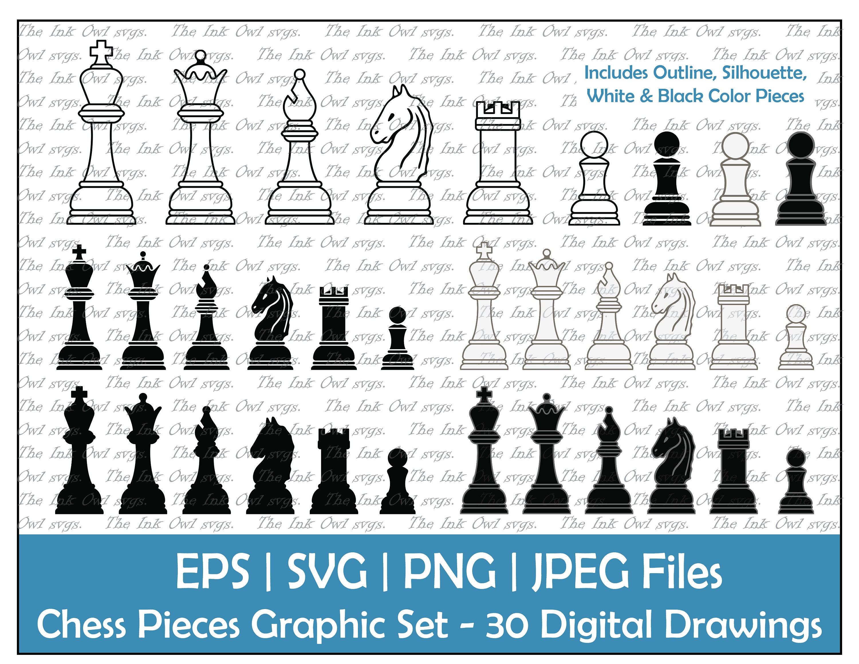 Set Icons Chess Pieces Their Names Stock Illustration 329364188