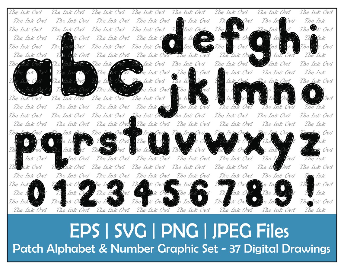 Lowercase Silhouette Patch Stitch Alphabet Letter and Number Vector ...