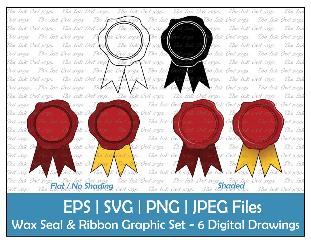 Wax Seal With Ribbon Graphic Clipart Set / Outline & Stamp - Etsy