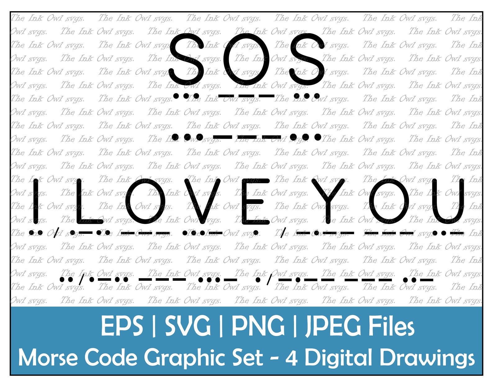 Morse Code SOS and I Love You Vector Clipart Set / Stamp Text Etsy