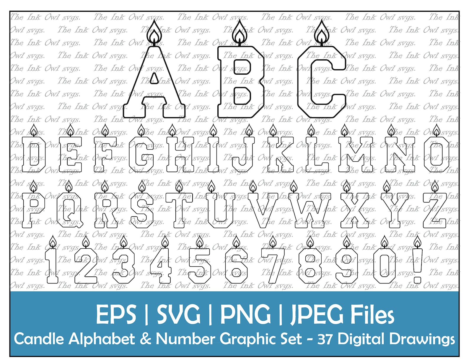 Birthday Candle Alphabet Letters & Numbers Clipart Set / Etsy